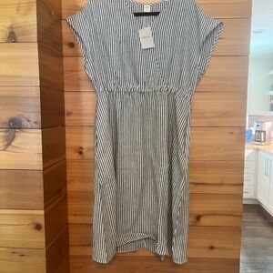 Striped Black and White Midi Dress